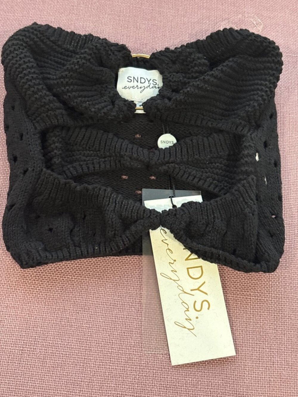 SNDYS X Revolve Whitehaven Top in Black Small New Womens Cut out Cropped Tube Ba - Picture 4 of 8